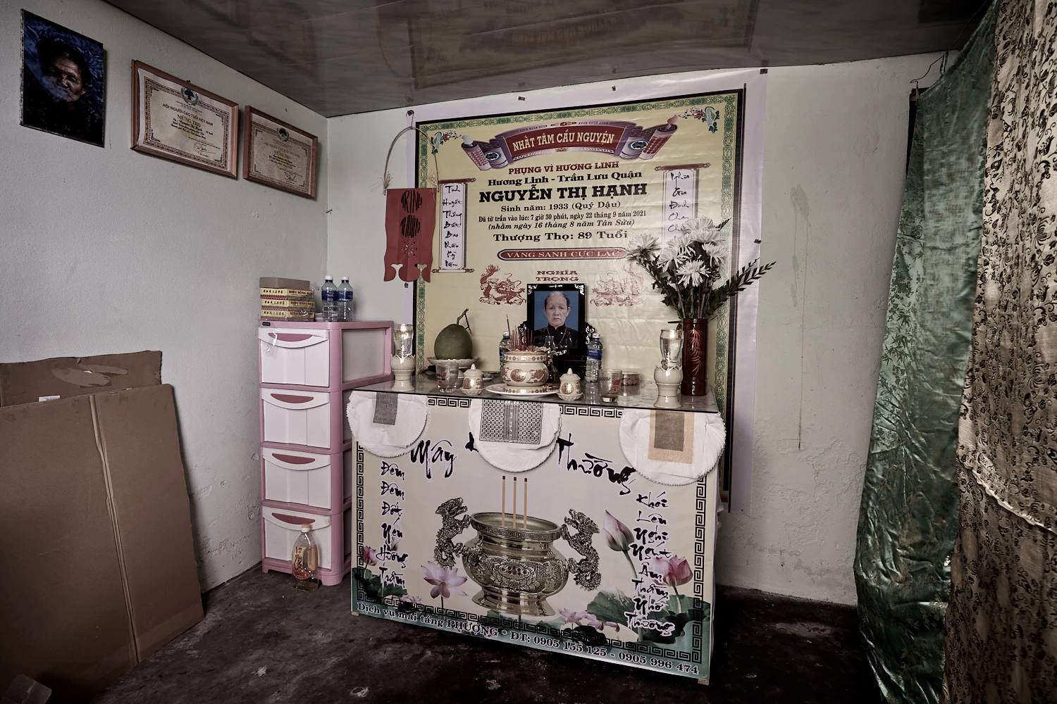 Altar for remembering old Vietnamese woman
